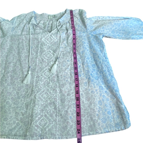 Joie Baby Blue Linen Blend Embroidered Floral Peasant Blouse Women’s Size M - Picture 5 of 9